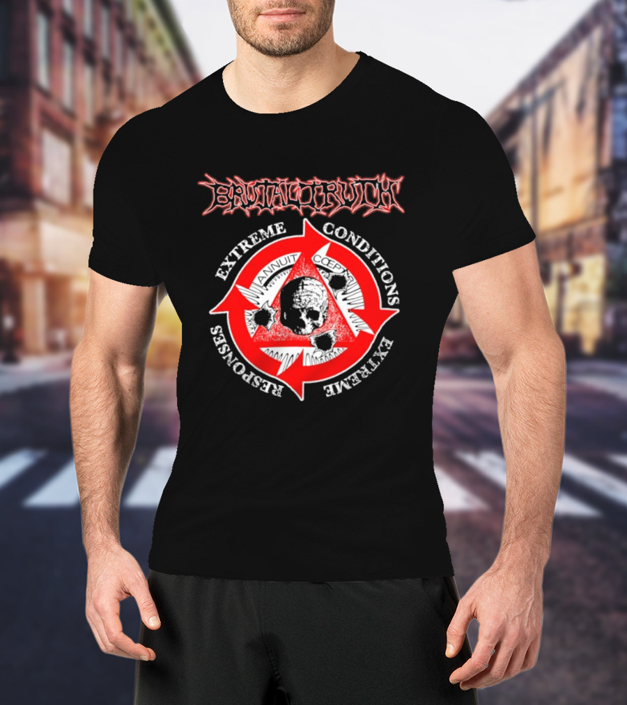 Brutal Truth Extreme Conditions Extreme Responses Skull Triangle Arrows T-Shirt
