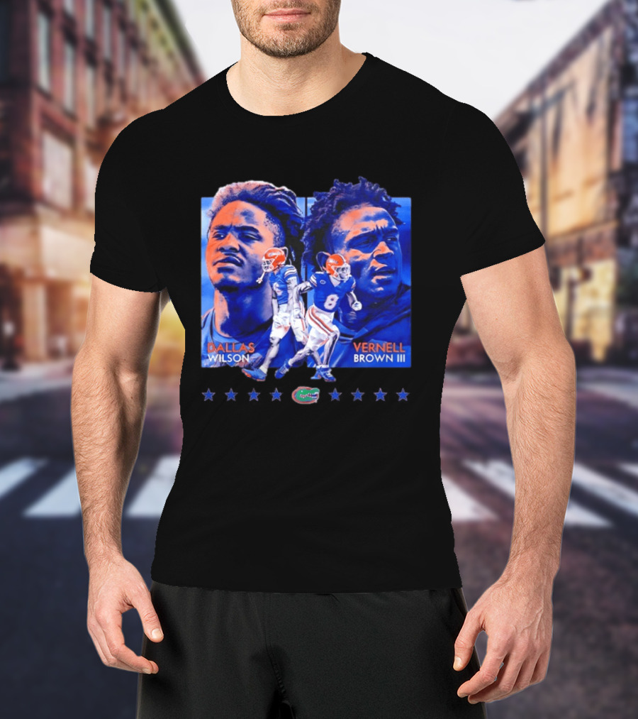 Dallas Wilson Vernell Brown III Florida Gators NCAA Football Player Portraits T-Shirt