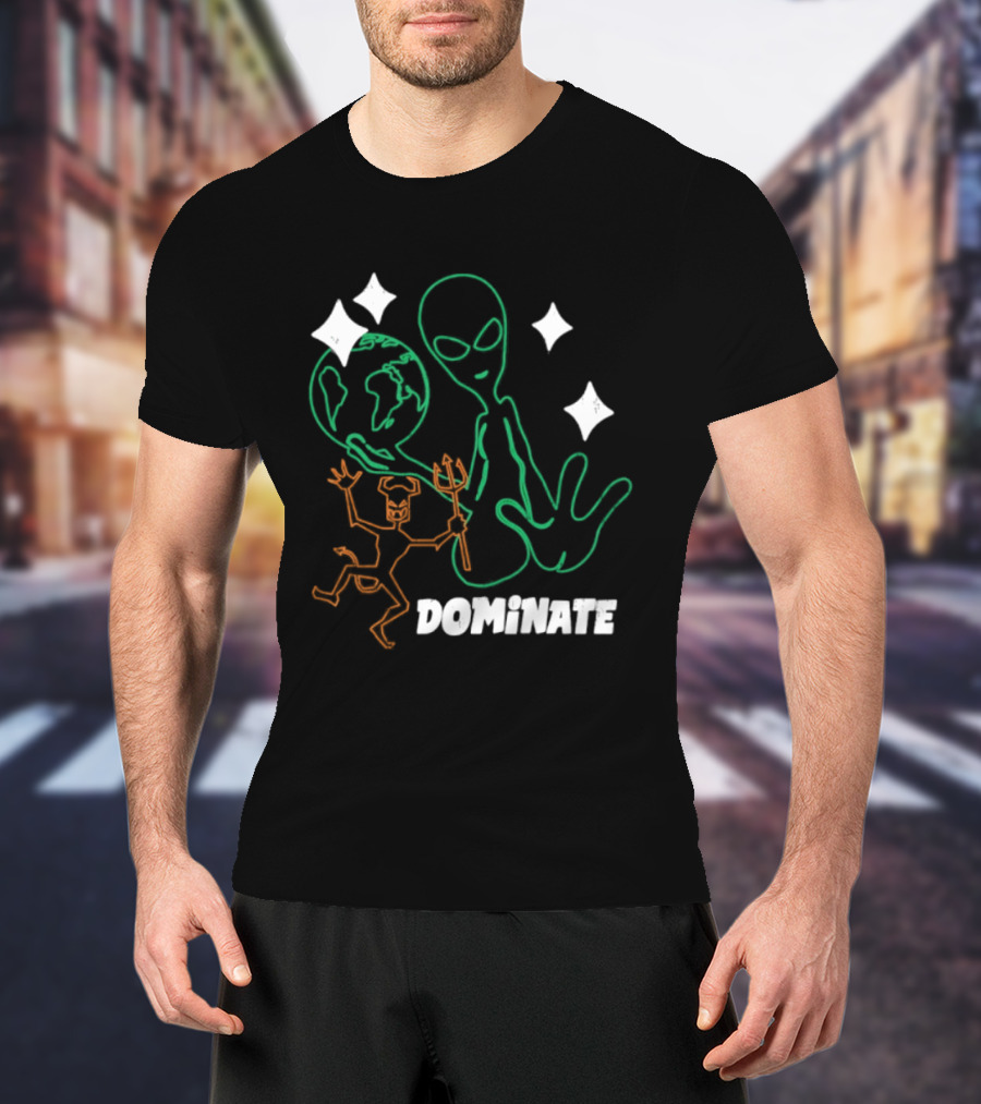 Dominate Alien Devil Earth UFO Stars T-Shirt
