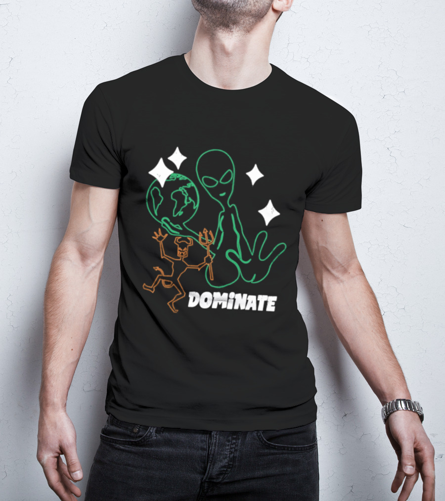 Dominate Alien Devil Earth UFO Stars T-Shirt