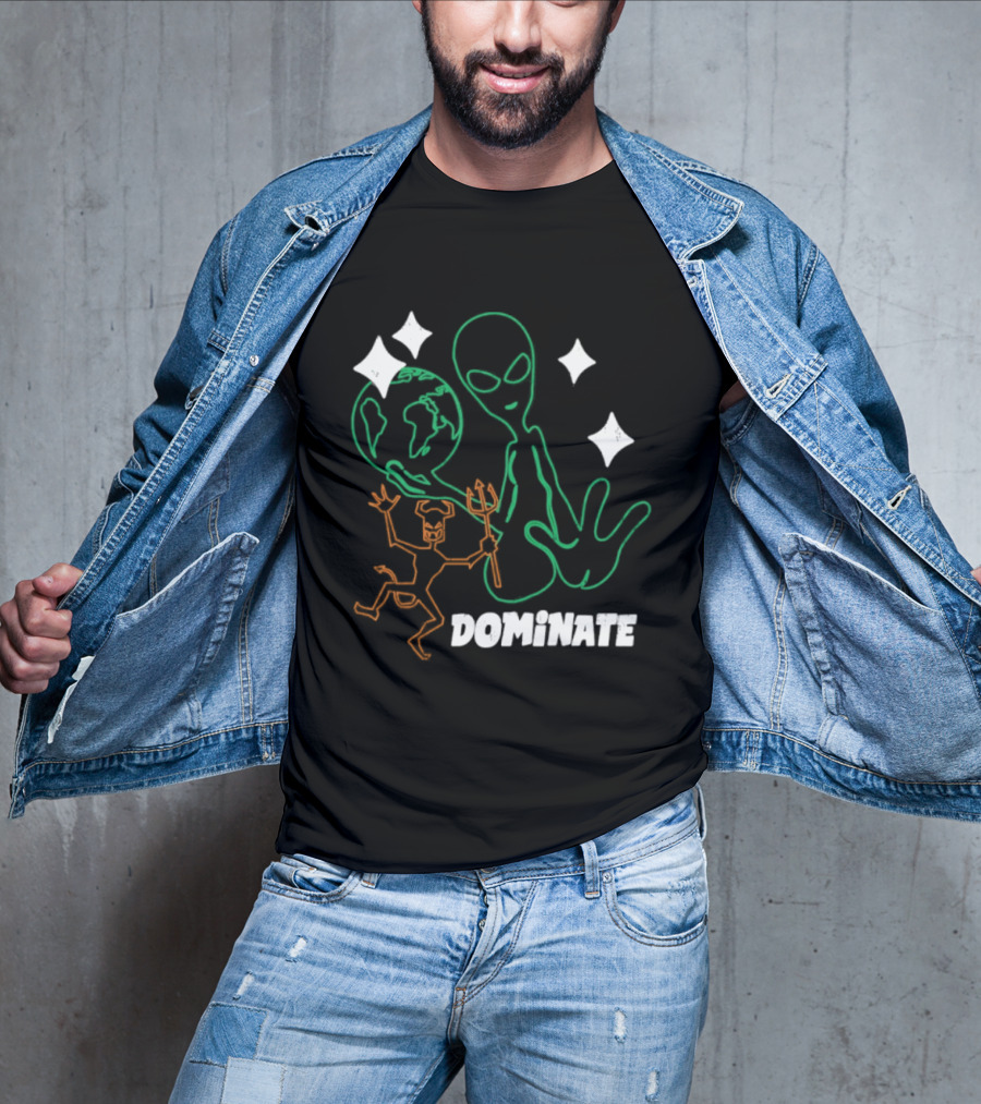 Dominate Alien Devil Earth UFO Stars T-Shirt