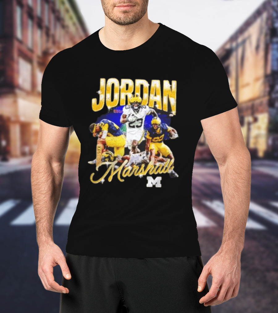 Jordan Marshall Michigan Wolverines 23 Football Collage T-Shirt