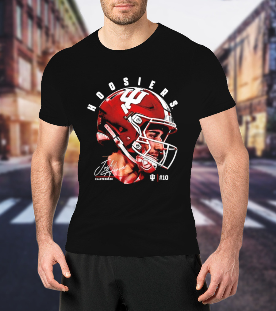 Josh Hoover 10 Indiana Hoosiers Football Helmet And Signature T-Shirt