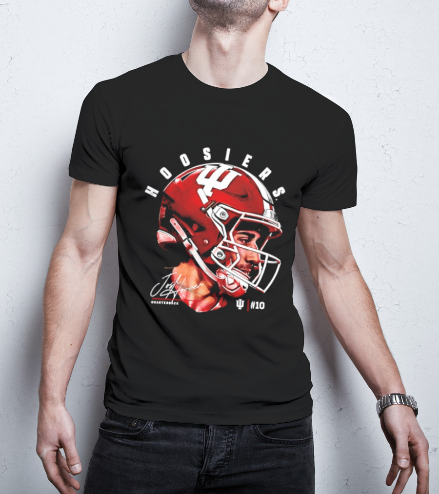 Josh Hoover 10 Indiana Hoosiers Football Helmet And Signature T-Shirt