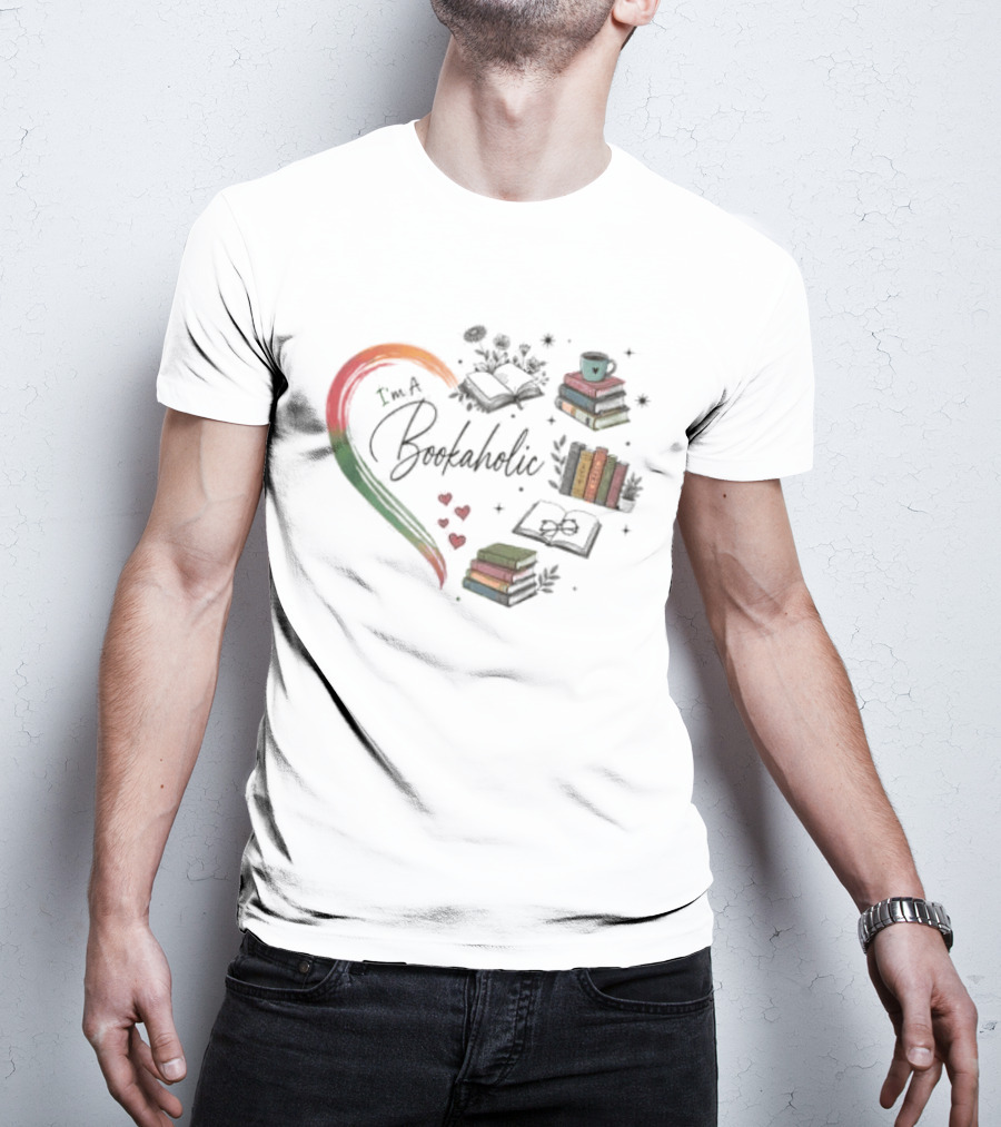 Bookaholic Heart With Books And Reading Lover T-Shirt