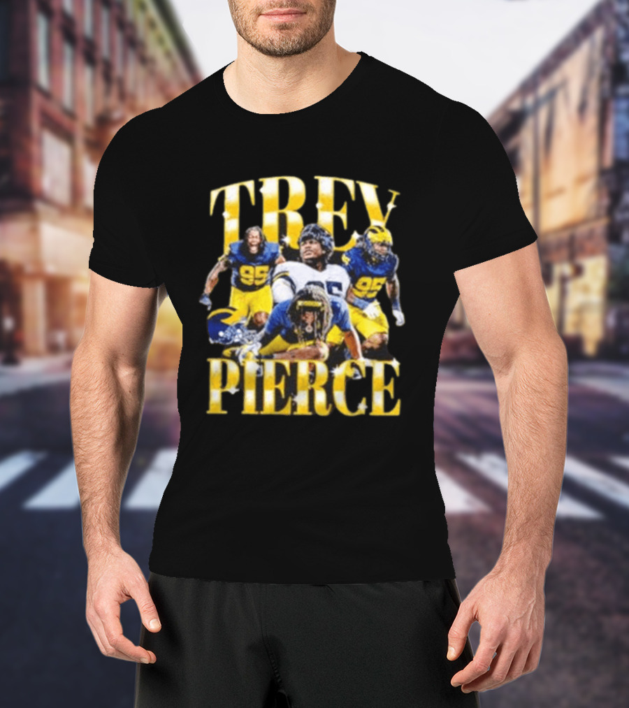 Trey Pierce Michigan Wolverines No 95 Football Collage T-Shirt