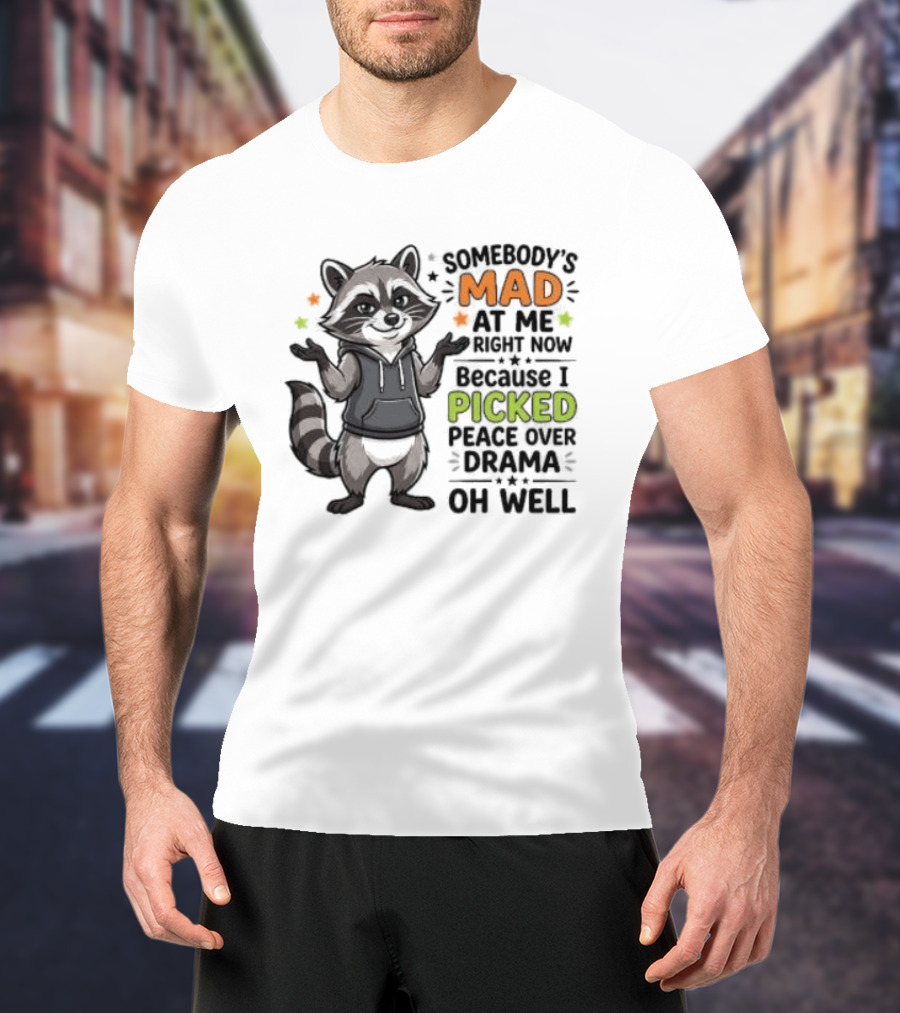 Somebody's Mad At Me Because I Picked Peace Over Drama Raccoon Oh Well T-Shirt