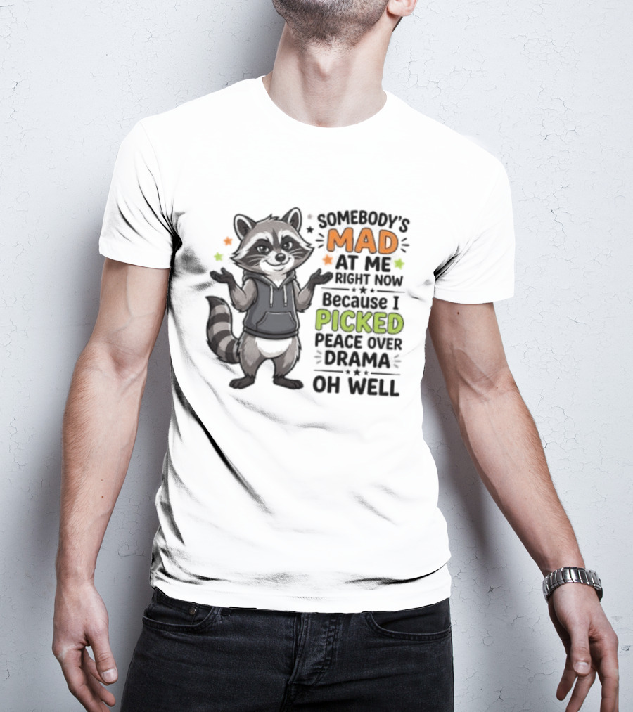 Somebody's Mad At Me Because I Picked Peace Over Drama Raccoon Oh Well T-Shirt