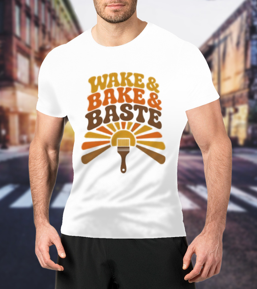 Wake And Bake And Baste With Sunrise Spatula Cooking T-Shirt