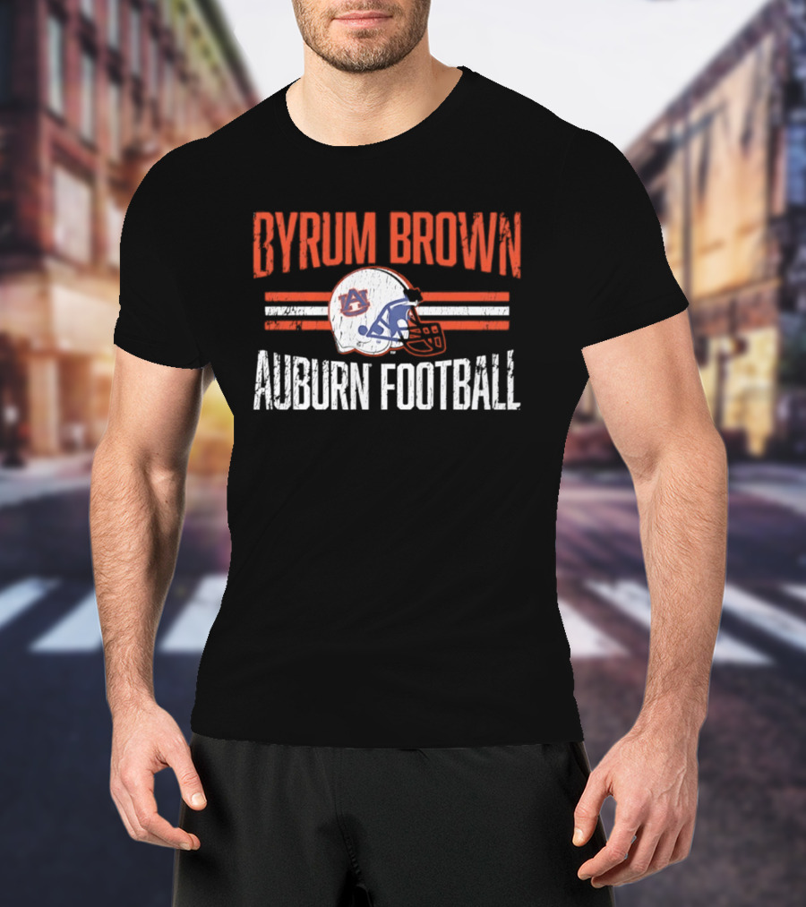 Byrum Brown Auburn Football NCAA Tigers Helmet Hero T-Shirt