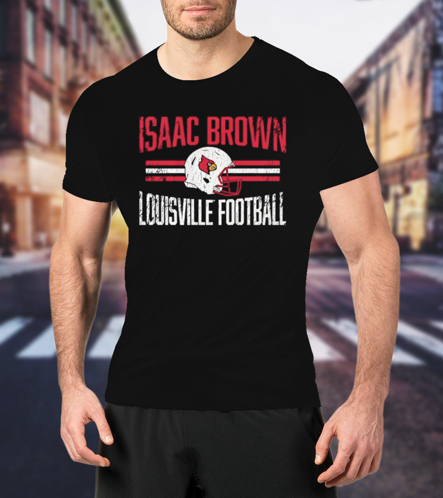 Isaac Brown Louisville Football Cardinals Helmet T-Shirt