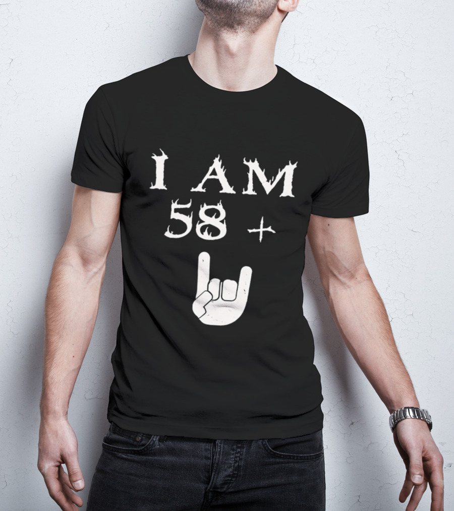 I Am 58 Plus Rock Hand Gesture T-Shirt