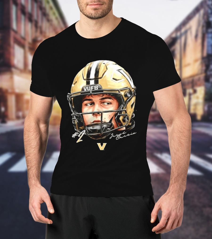 Jared Curtis 2 VUFB Vanderbilt Football Helmet T-Shirt
