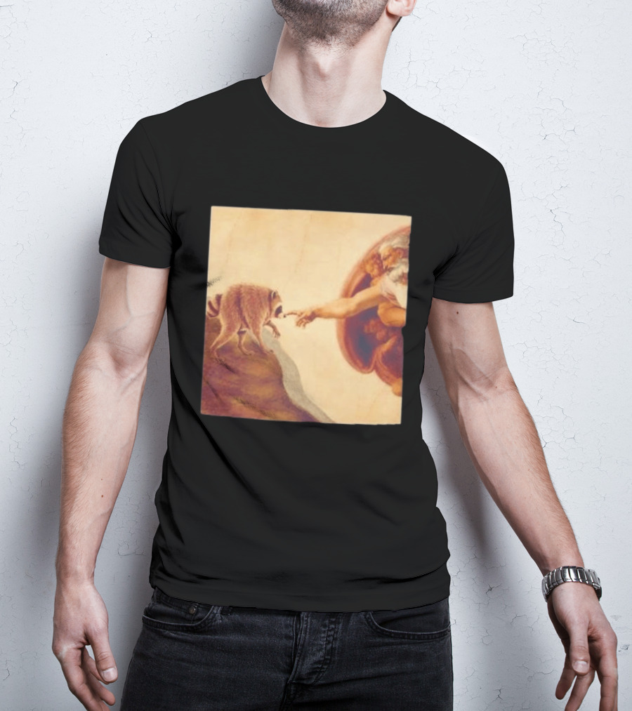 Jimothy Raccoon And The Creation Of Adam Renaissance Mashup T-Shirt