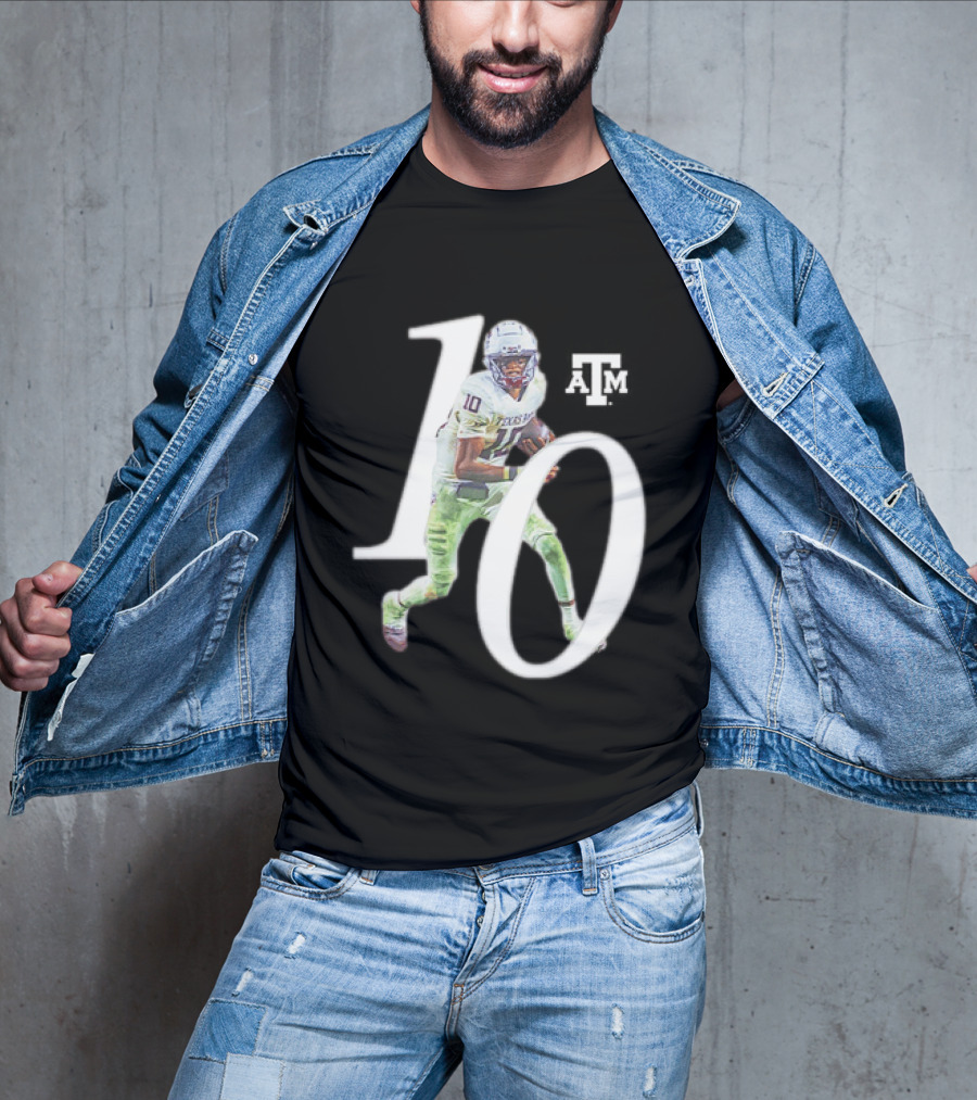 Texas A&M Aggies Marcel Reed 10 Football Player Action Pose T-Shirt