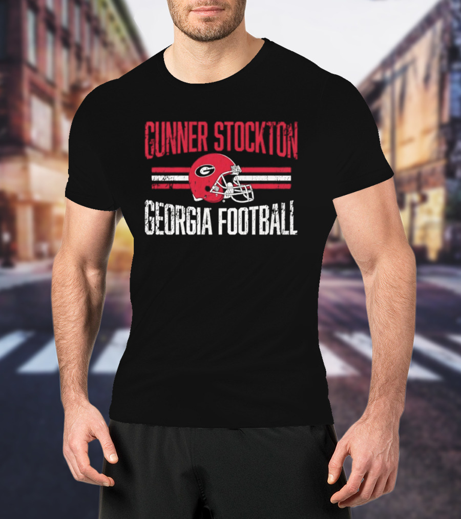 Gunner Stockton Georgia Football Helmet UGA Bulldogs NCAA T-Shirt