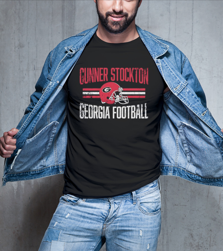 Gunner Stockton Georgia Football Helmet UGA Bulldogs NCAA T-Shirt
