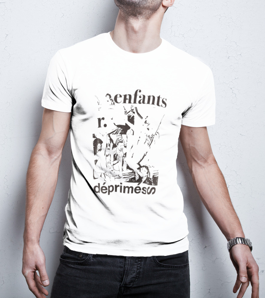 Enfants R Deprimes Monochrome Sketch Print T-Shirt