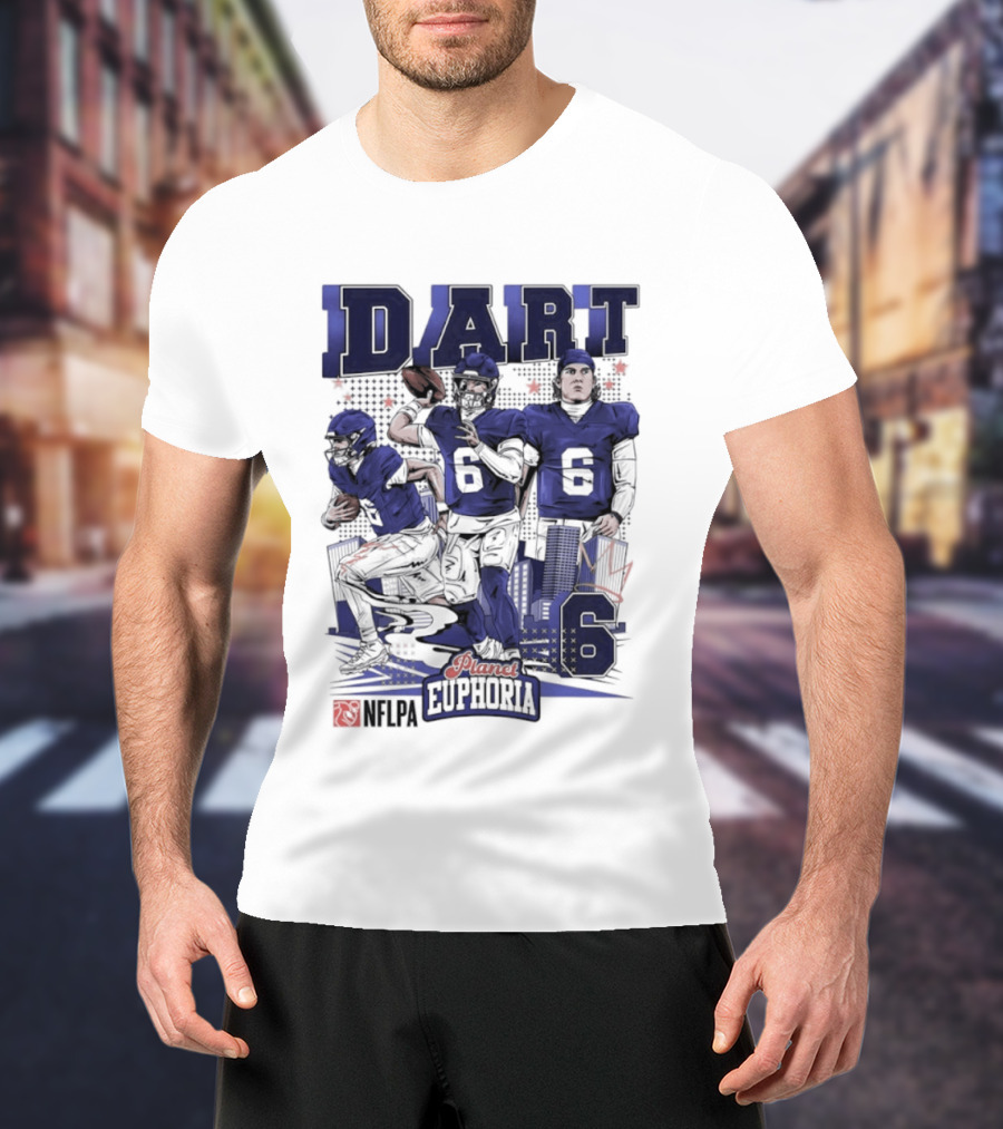 Jaxson Dart #6 New York Giants Football Comic Superpower Quarterback T-Shirt