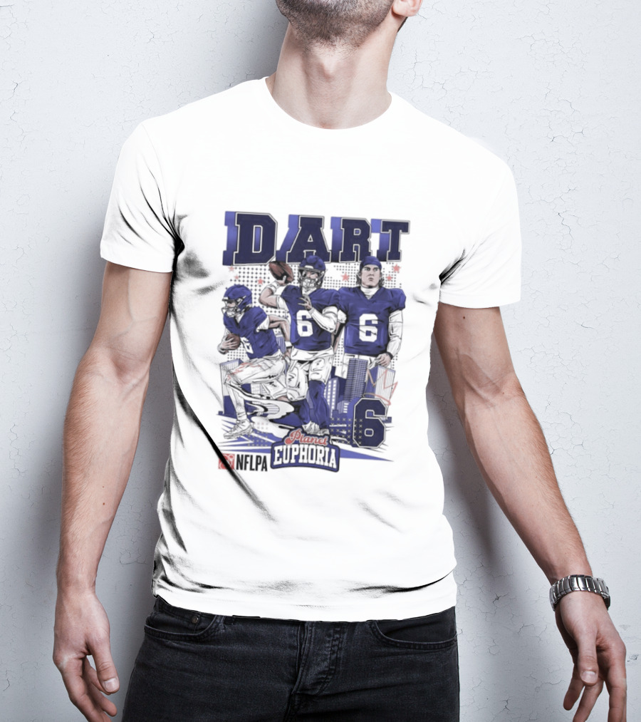Jaxson Dart #6 New York Giants Football Comic Superpower Quarterback T-Shirt