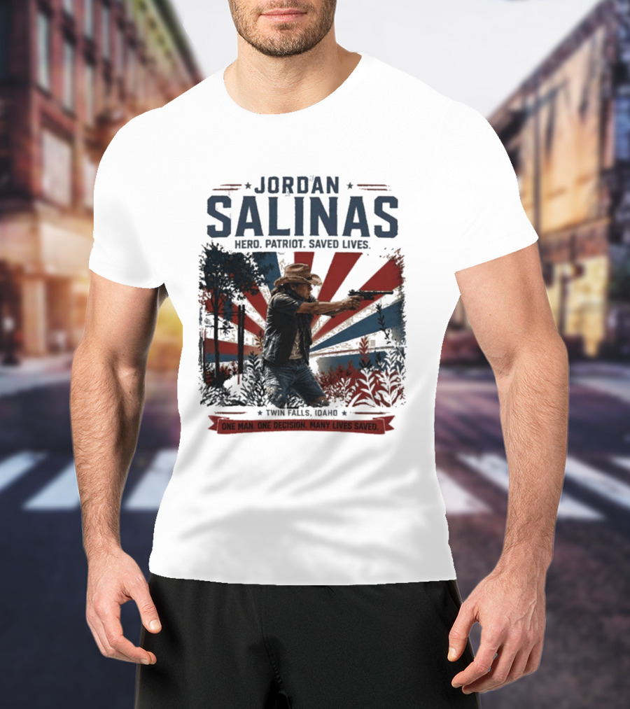 Jordan Salinas Hero Patriot Saved Lives Twin Falls Idaho T-Shirt