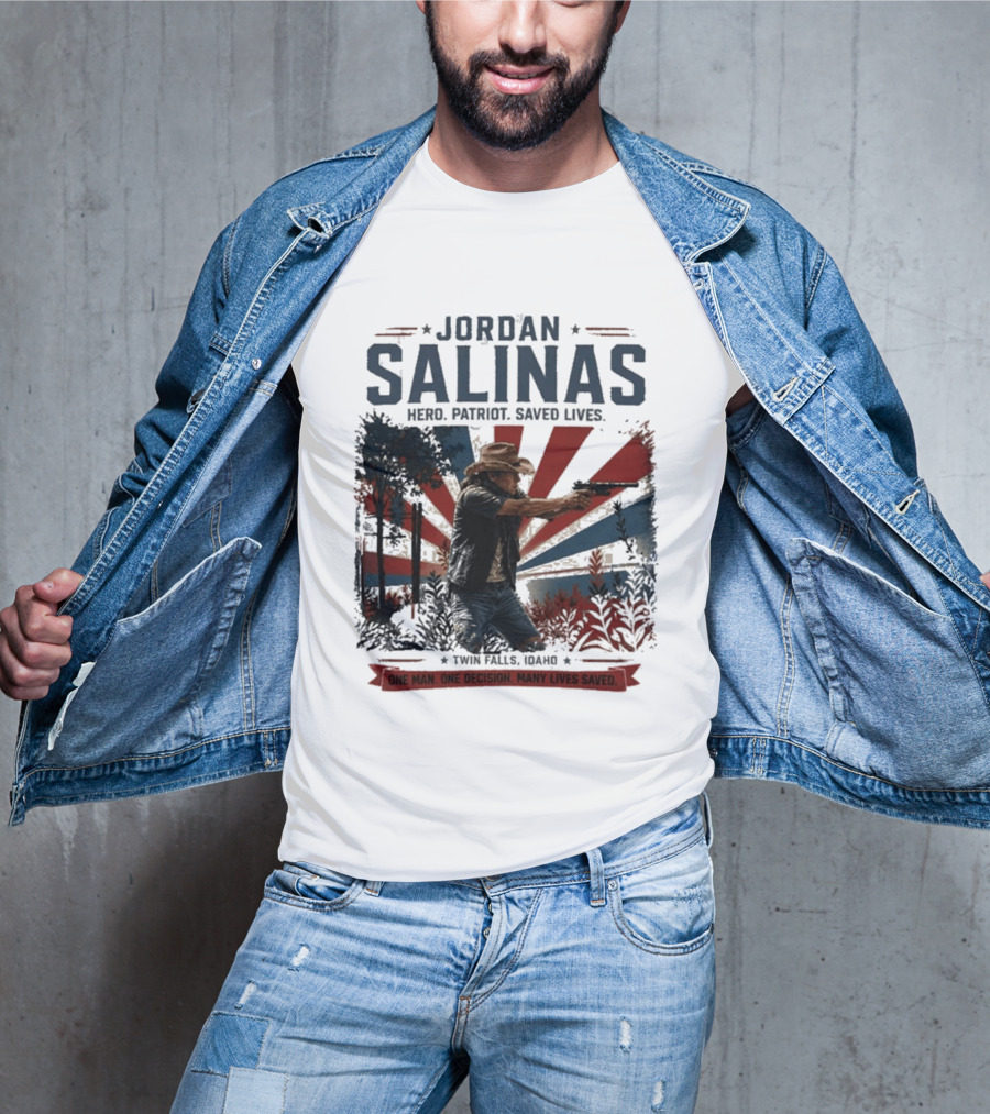 Jordan Salinas Hero Patriot Saved Lives Twin Falls Idaho T-Shirt