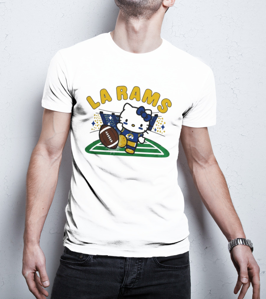 LA Rams Hello Kitty Football Kicking Stadium Scene T-Shirt