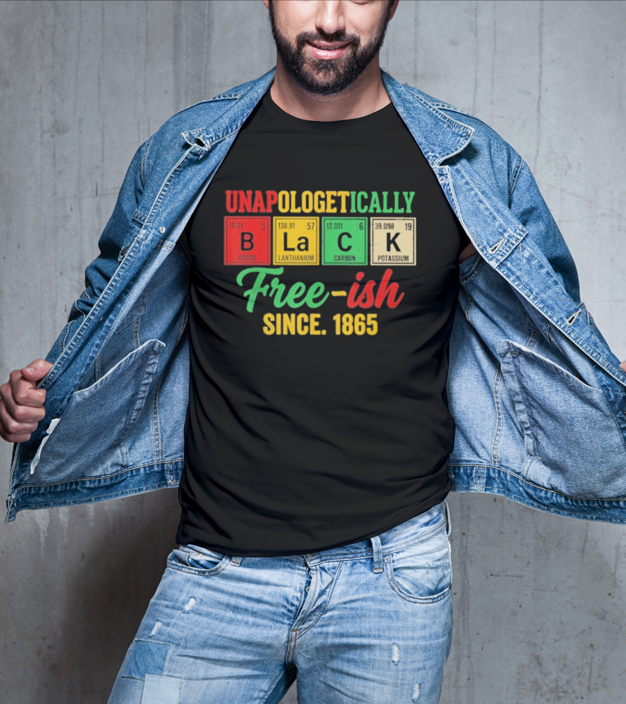 Unapologetically Black Periodic Free Ish Since 1865 Juneteenth Celebration T-Shirt