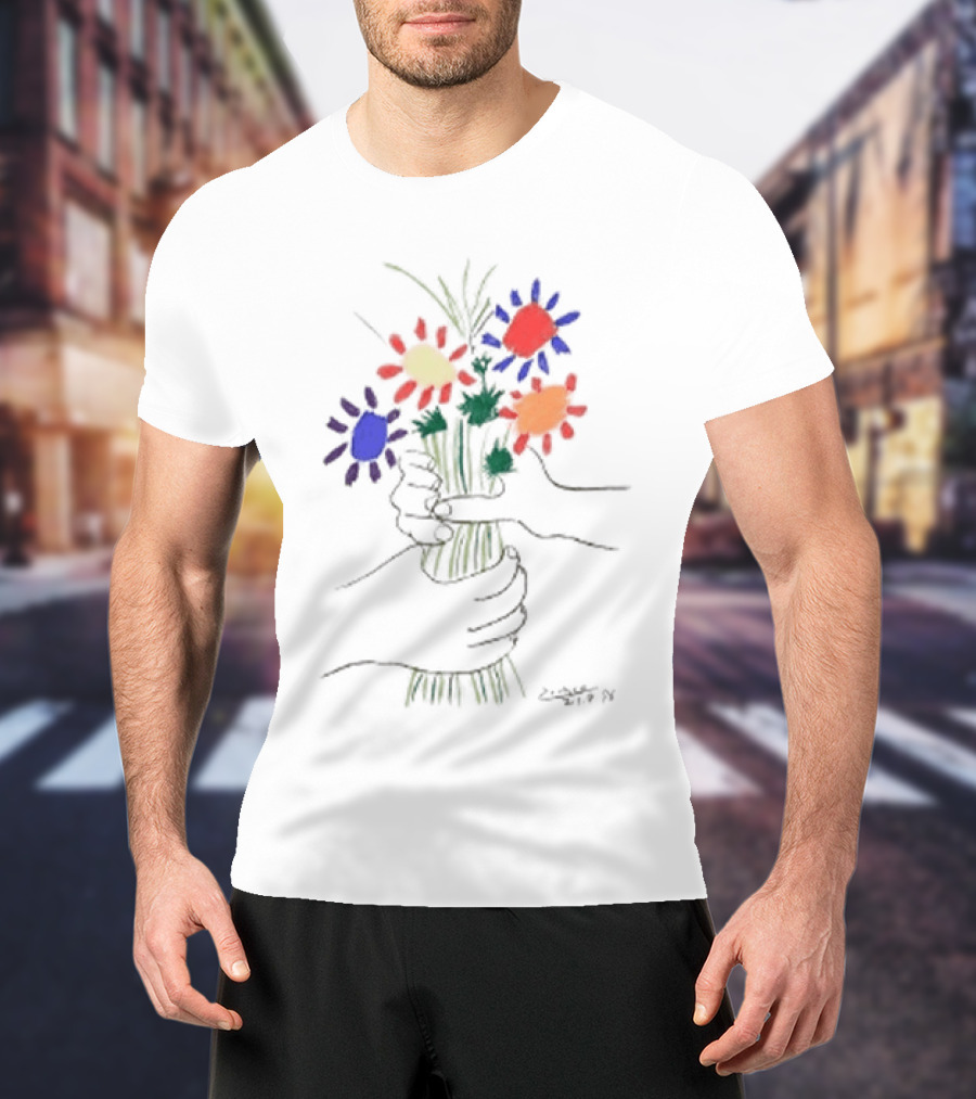 PEACE FOR ALL Uniqlo Tom Mayo Woodman Pablo Picasso Flower T-Shirt