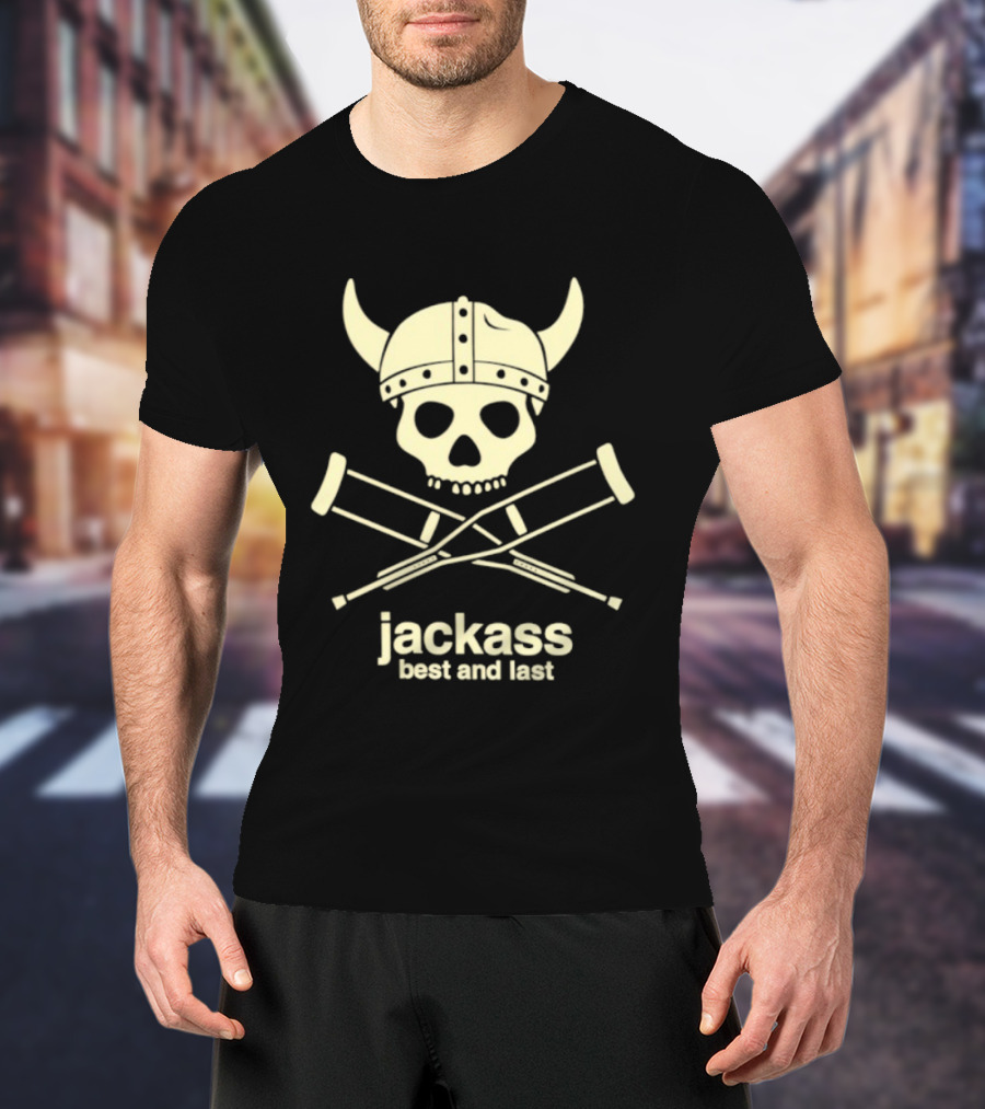 Jackass Best And Last Viking Skull With Crutches T-Shirt