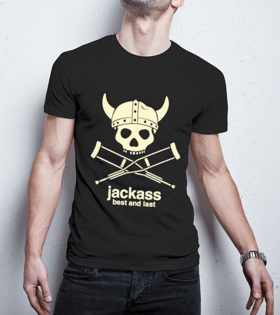 Jackass Best And Last Viking Skull With Crutches T-Shirt