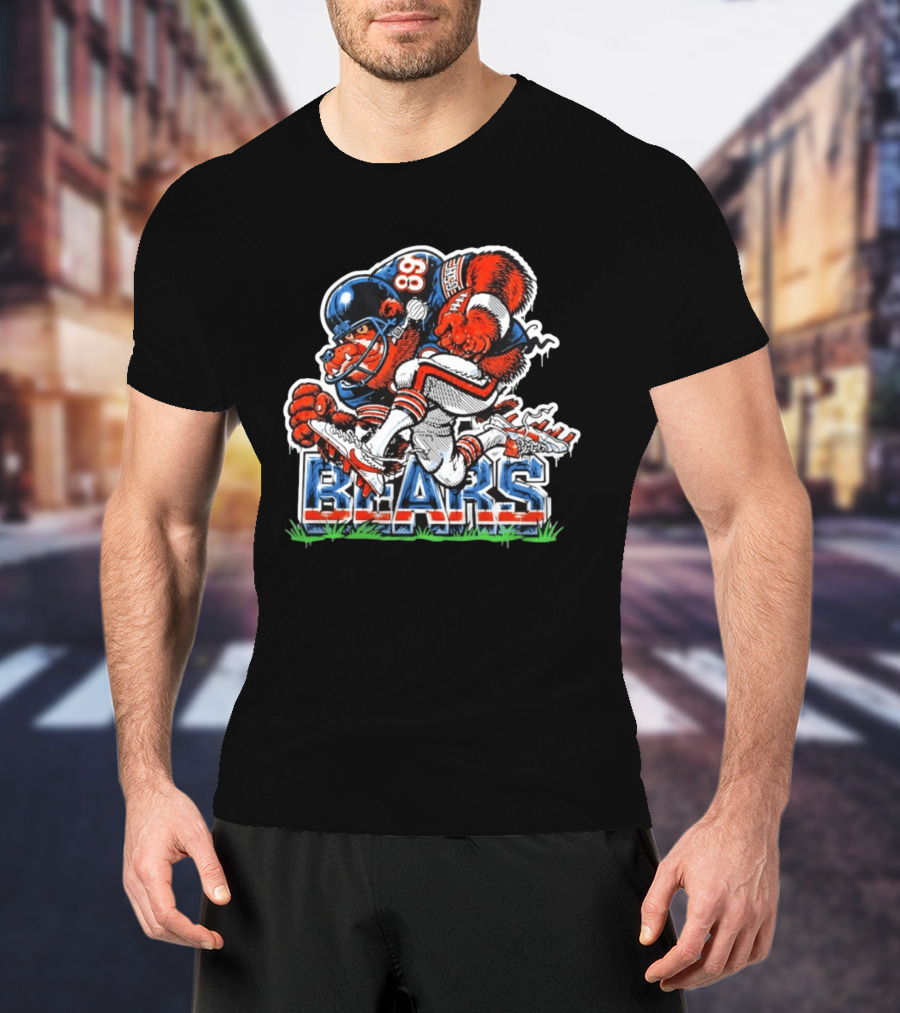 Mike Ditka 89 Chicago Bears Football Bear Fierce Cartoon Helmet T-Shirt