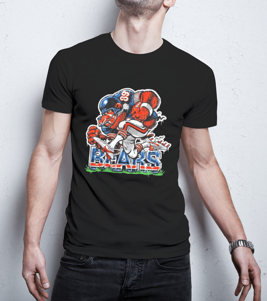 Mike Ditka 89 Chicago Bears Football Bear Fierce Cartoon Helmet T-Shirt