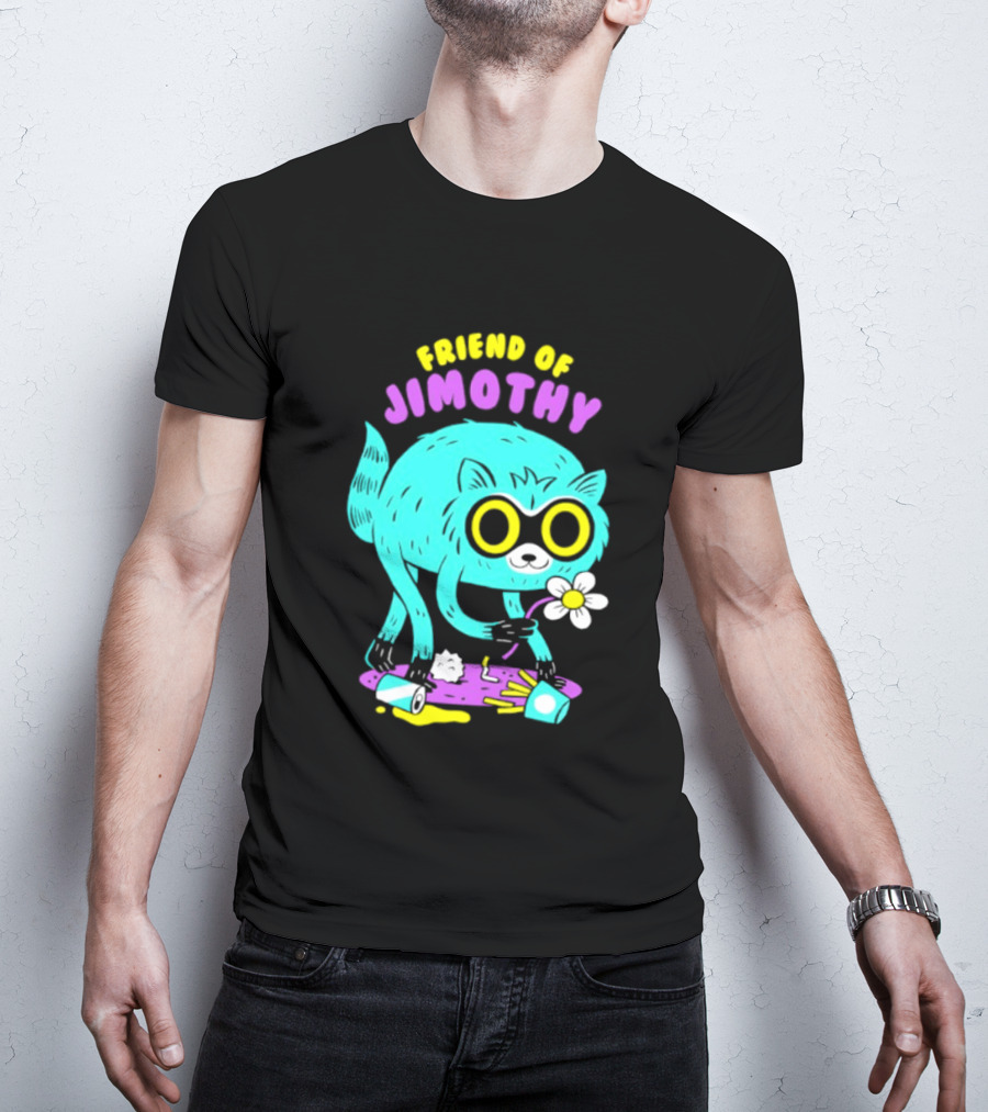 Friend Of Jimothy Raccoon Holding Flower Cute Cartoon T-Shirt
