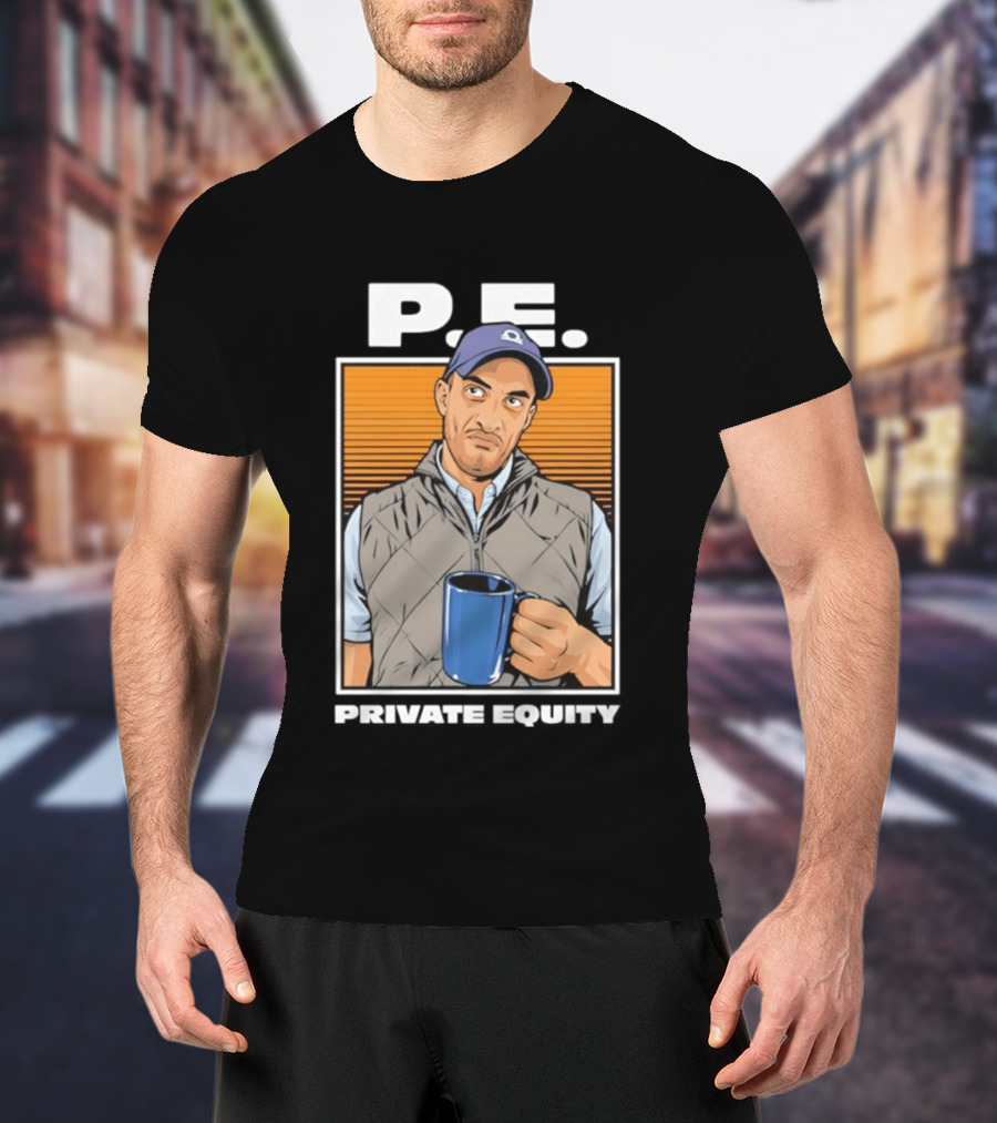 P.E. Guy Holding Coffee In Vest And Cap T-Shirt