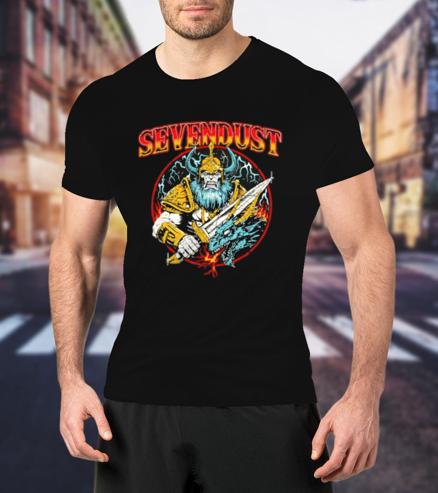 Sevendust Viking Warrior Dragon Battle Axe Power T-Shirt