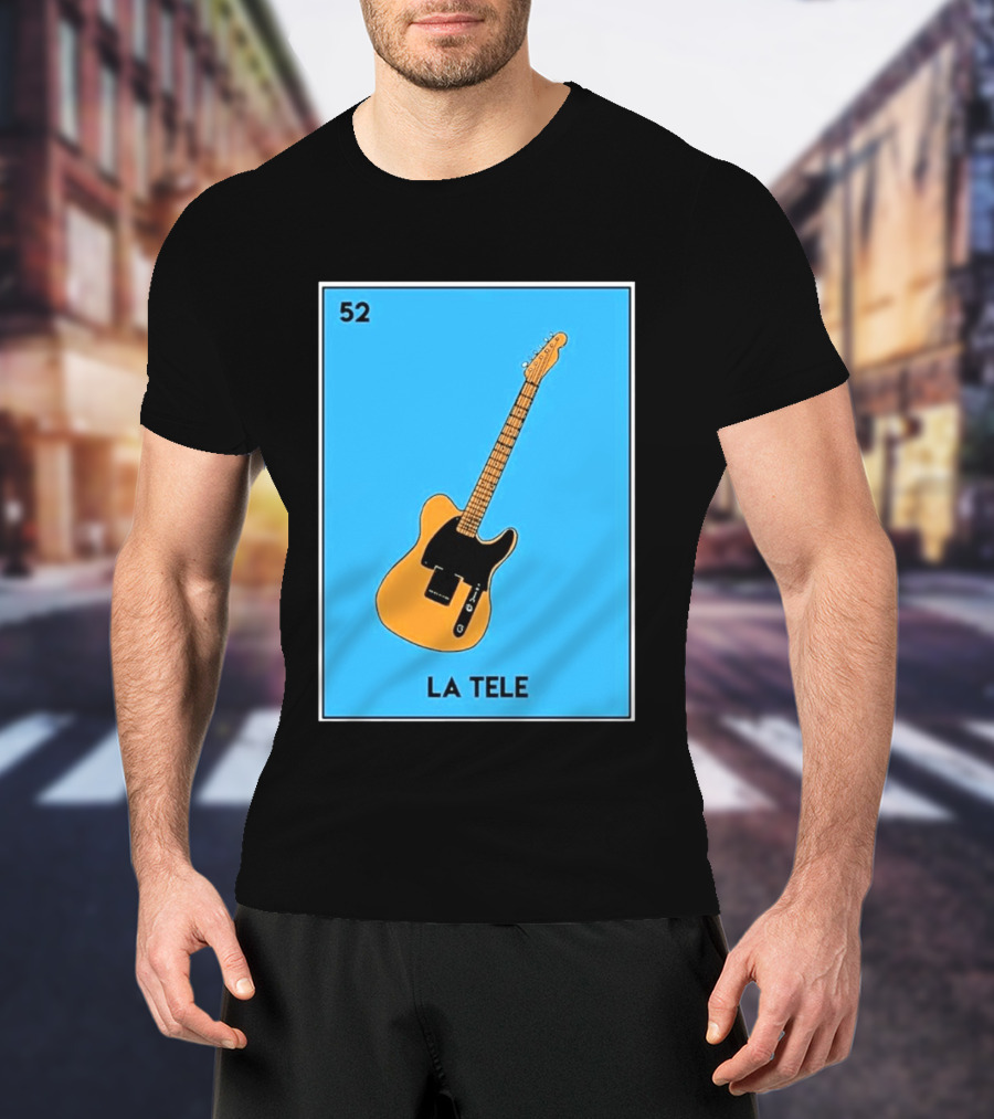 Jeff Garlin La Tele 52 Guitar Image With Number On Blue T-Shirt