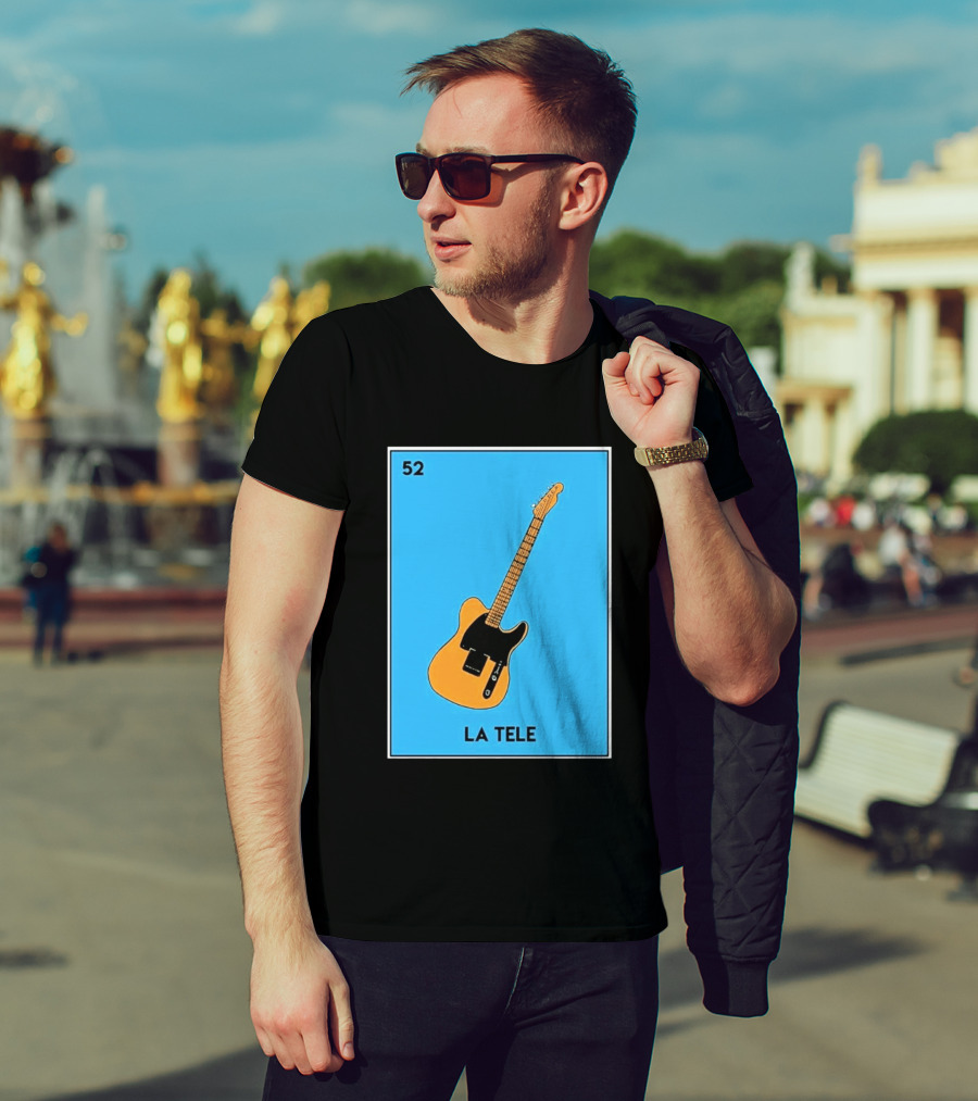 Jeff Garlin La Tele 52 Guitar Image With Number On Blue T-Shirt