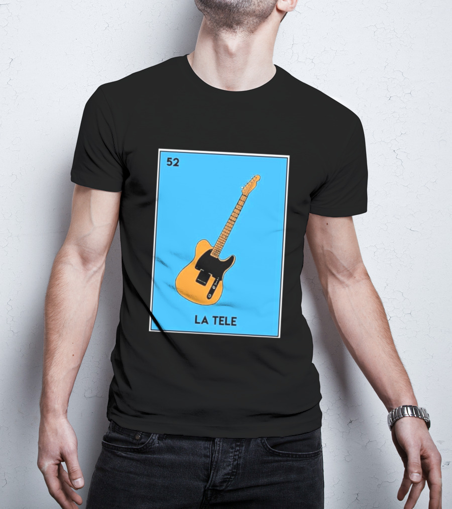 Jeff Garlin La Tele 52 Guitar Image With Number On Blue T-Shirt