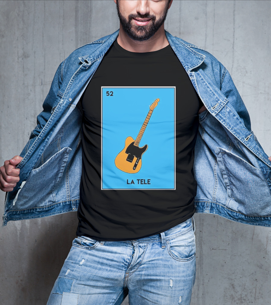 Jeff Garlin La Tele 52 Guitar Image With Number On Blue T-Shirt