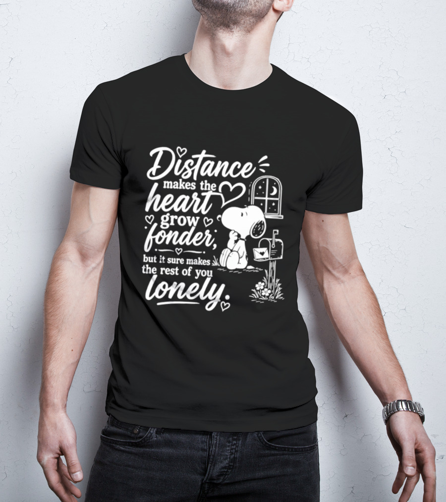 Snoopy Distance Makes The Heart Grow Fonder Lonely Mailbox Scene T-Shirt