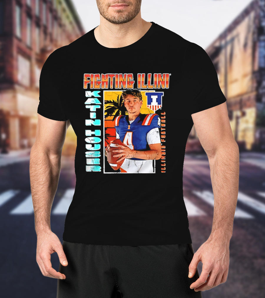 Fighting Illini Katin Houser Illinois Football 2026 NCAA Big Ten T-Shirt