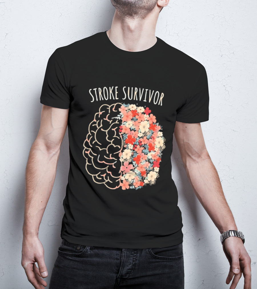 Stroke Survivor Brain With Floral T-Shirt