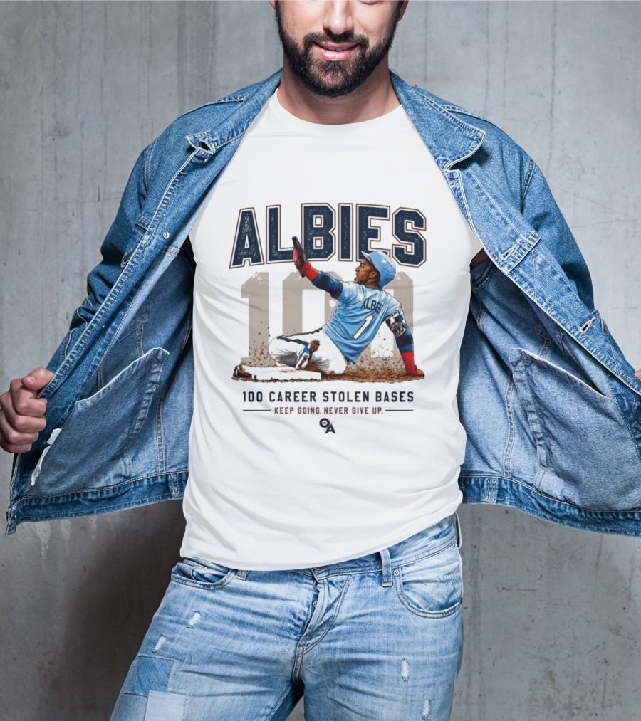 ALBIES 100 Career Stolen Bases Keep Going Never Give Up T-Shirt