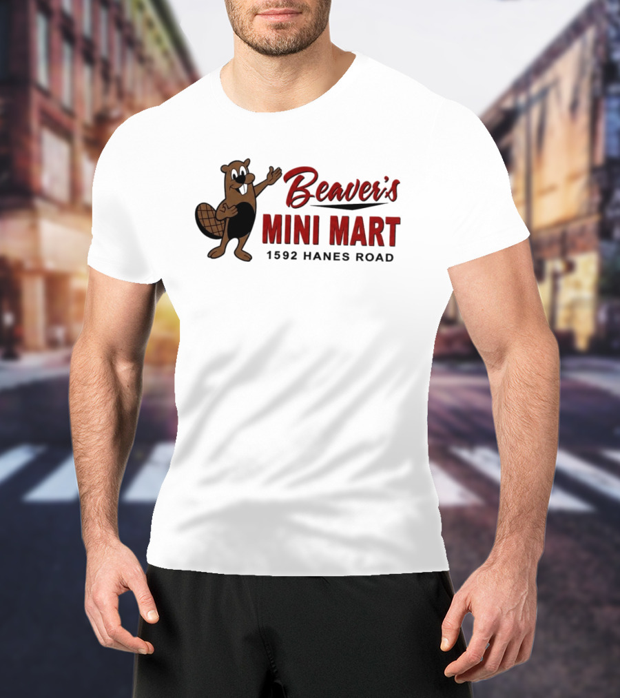 Beaver's Mini Mart Mascot Logo 1592 Hanes Road T-Shirt