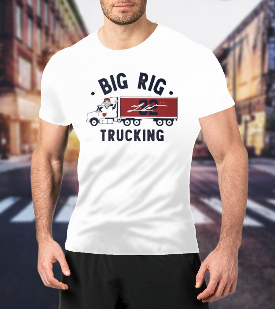 Big Rig Trucking 32 Cartoon Truck Driver With Red Cap T-Shirt