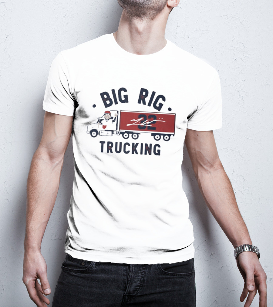 Big Rig Trucking 32 Cartoon Truck Driver With Red Cap T-Shirt