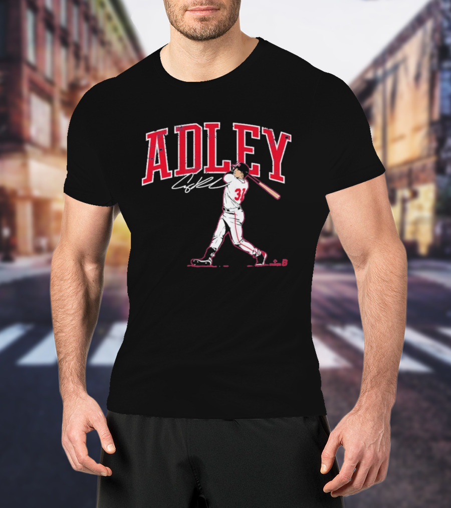 Adley Rutschman Baseball Swing Illustration With Signature T-Shirt