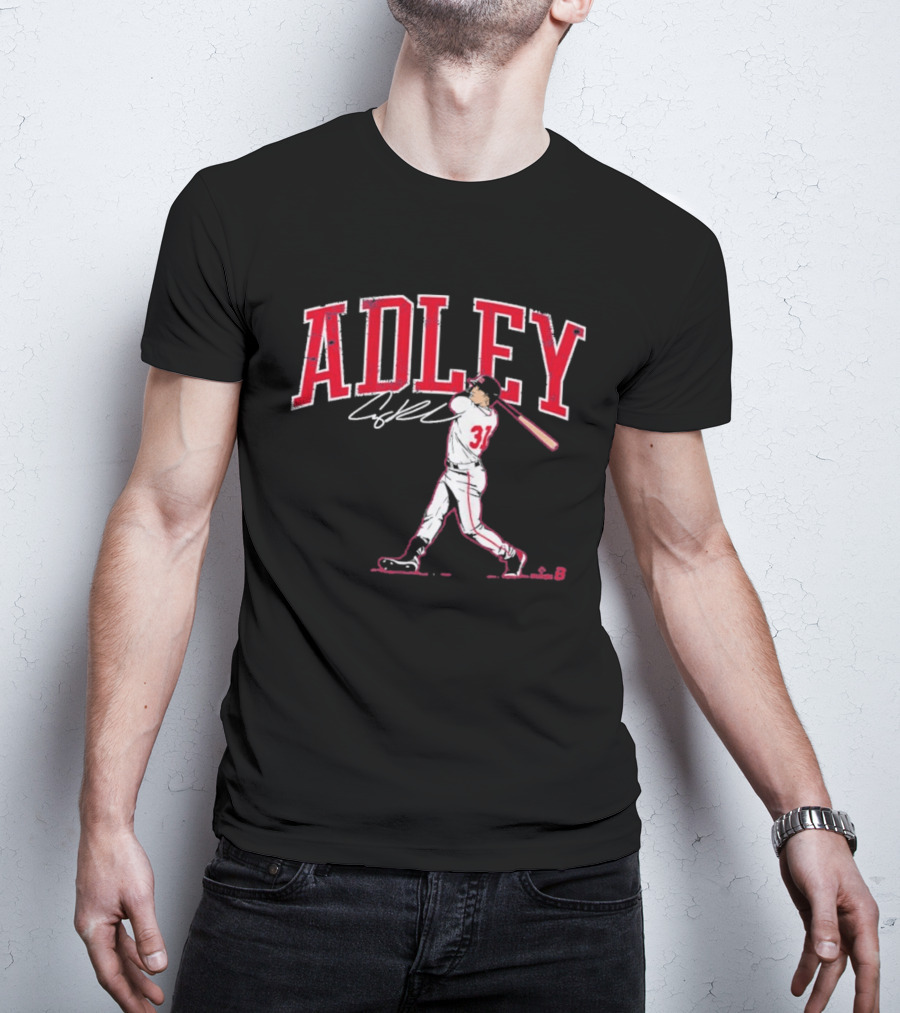Adley Rutschman Baseball Swing Illustration With Signature T-Shirt