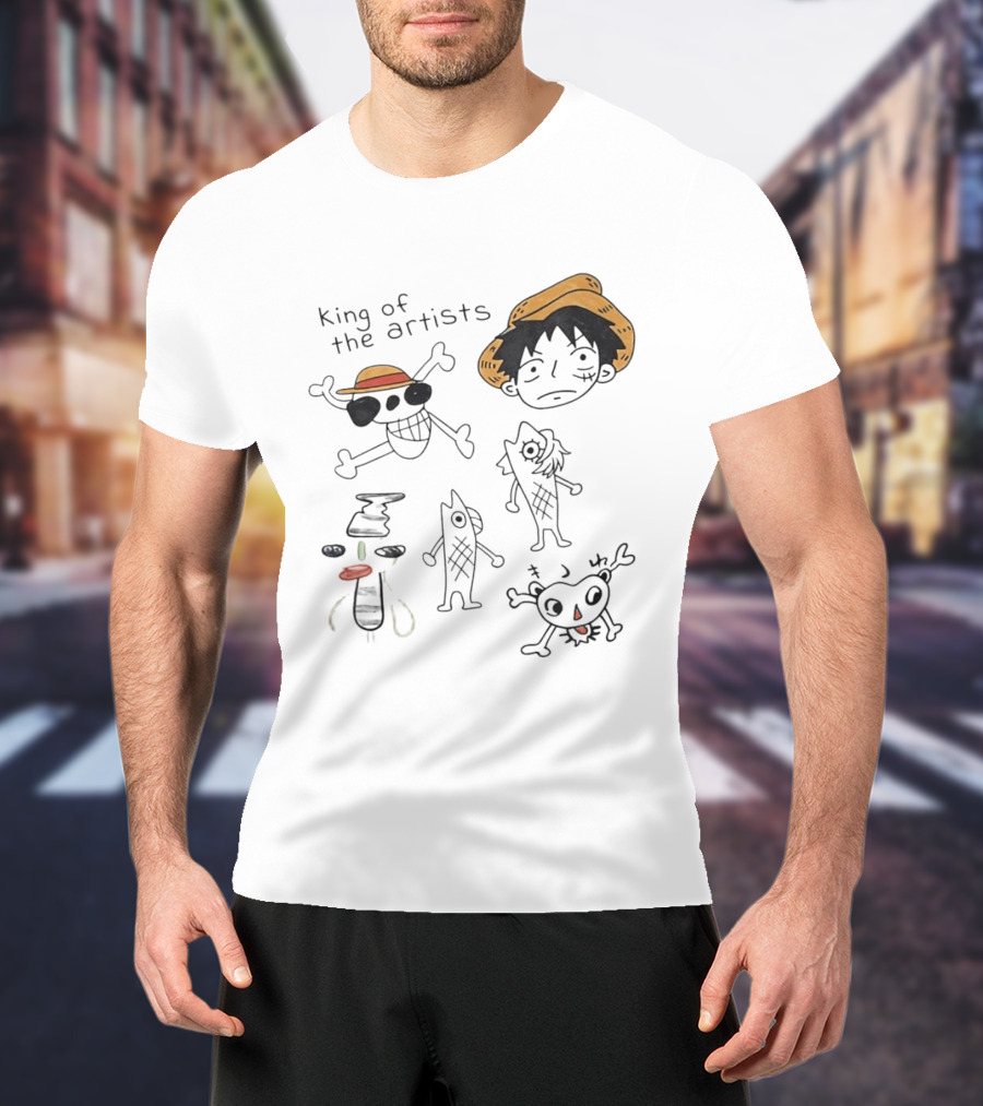 King Of The Artists One Piece Straw Hat Skull Luffy Sketches T-Shirt